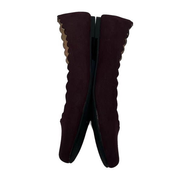 LC Lauren Conrad Wine Scalloped Edge Ballet Flats Size 7 1/2 Woman's - Picture 7 of 9